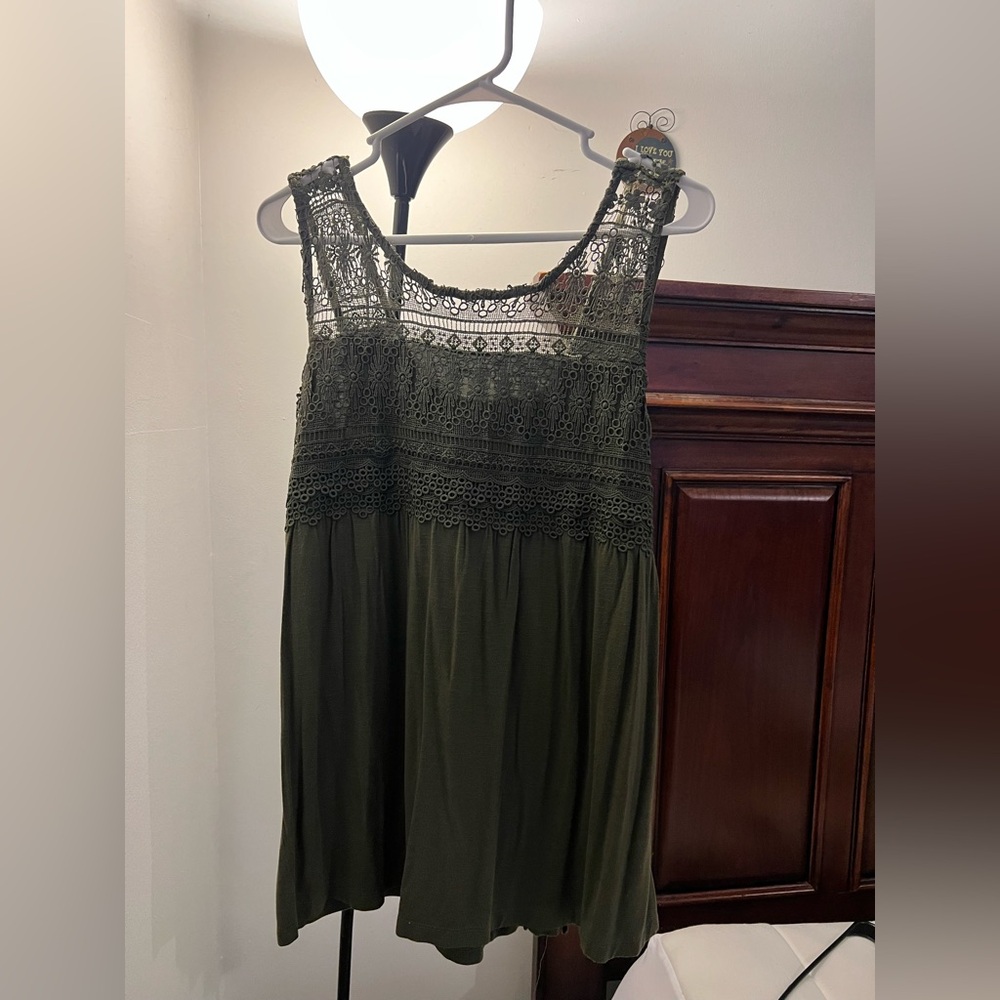Maurices Olive Green Lace Tank Top